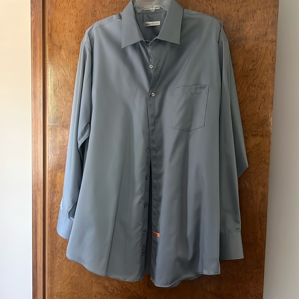 Kenneth Cole: Dry Cleaned Button Down Dress Shirt 18 34/35 Regular Fit Non Iron